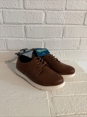 WN Brown Lace-Up Kids Dress Oxfords with White Sole